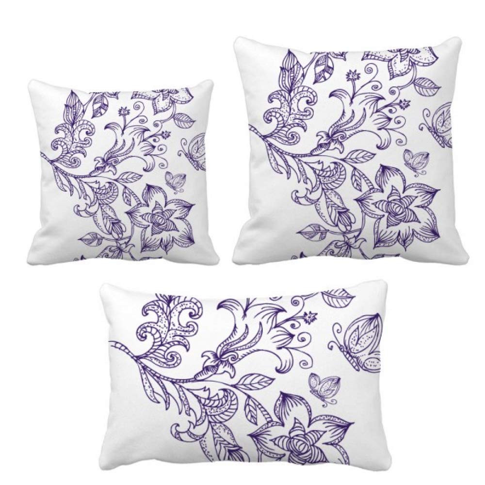Housse de coussin textile motif classique lilas taie carrée