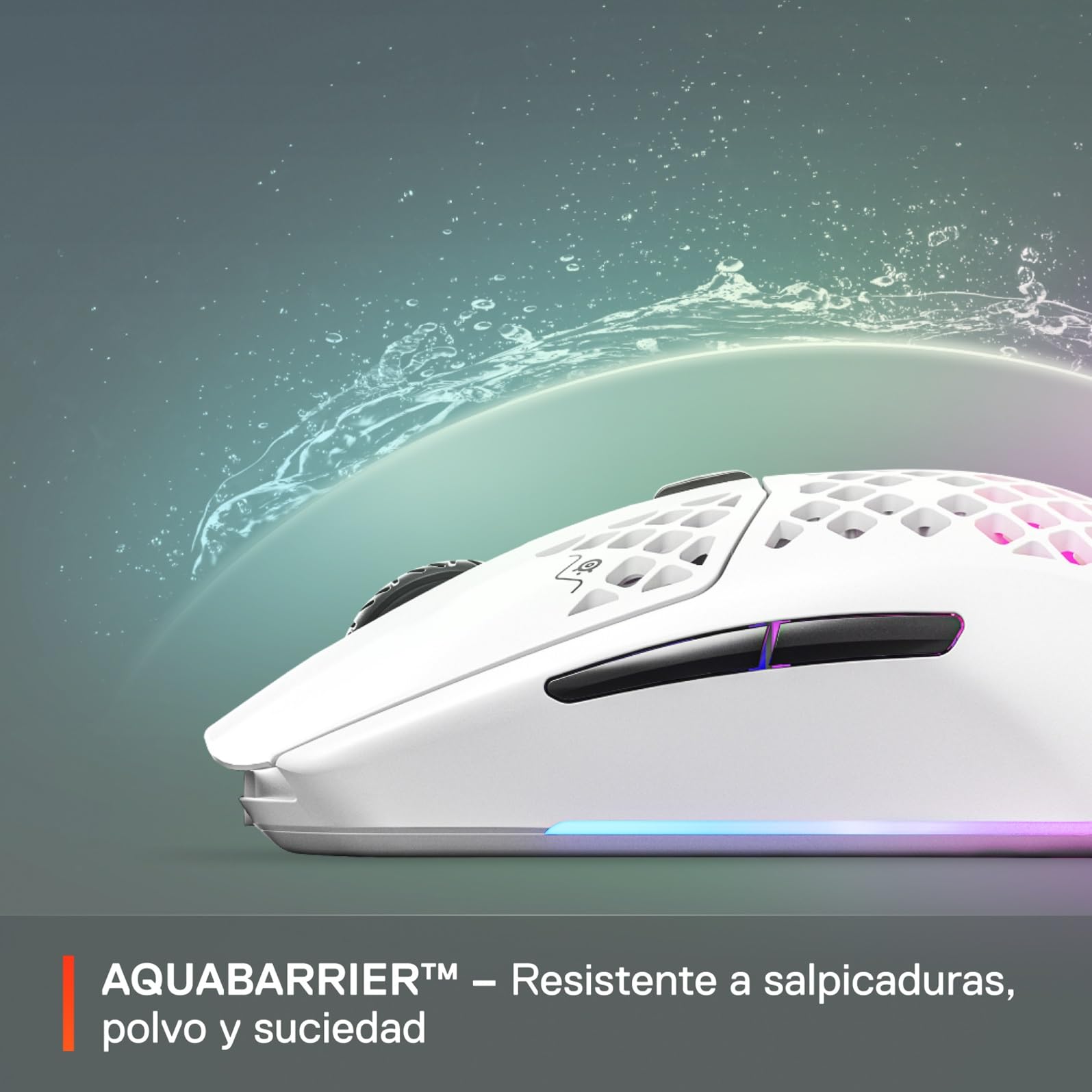 SteelSeries Aerox 3 Wireless Snow - Raton Inalambrico Gaming - Diseño ultraligero resistente al agua - RGB - Sensor óptico TrueMove Air 18K DPI