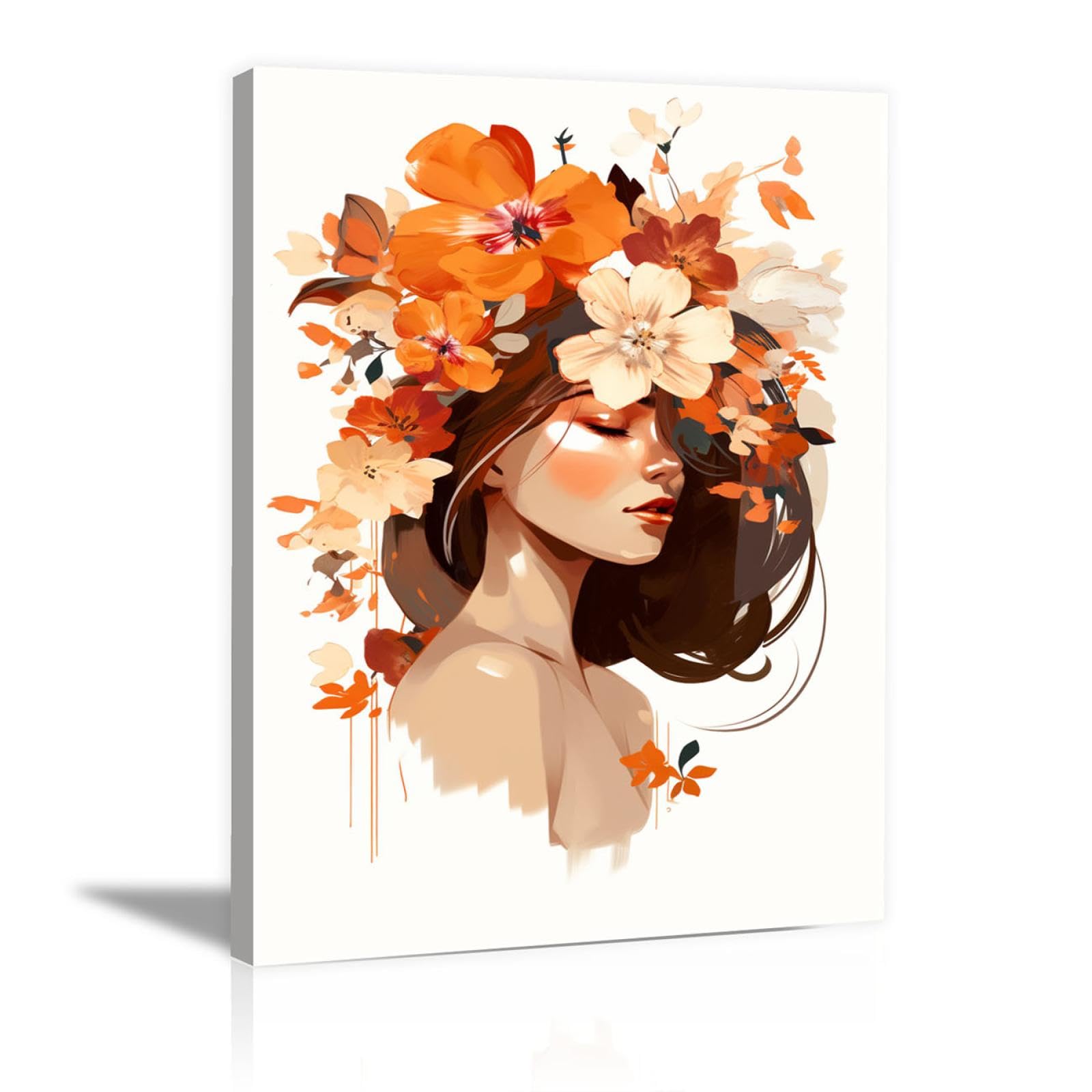 JOSUE Moderne Art Poster Decoration Tableau Toile Plantes Peinture Murale, Bleu,gris Peinture Pour Le Maison,Salon,Chambre,Cuisine Salle De Du Restaurant Decoration - 70x100cm Encadrée