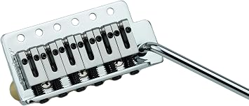 Guyker Guitar Tremolo Bridge with Brass Roller Saddle String Space 10.5mm & Brass Block & Spring and Claw, Pop-In Vibrato Bar, Complete Install Kit for Start ST Electric Guitar(GG-1001, Chrome)