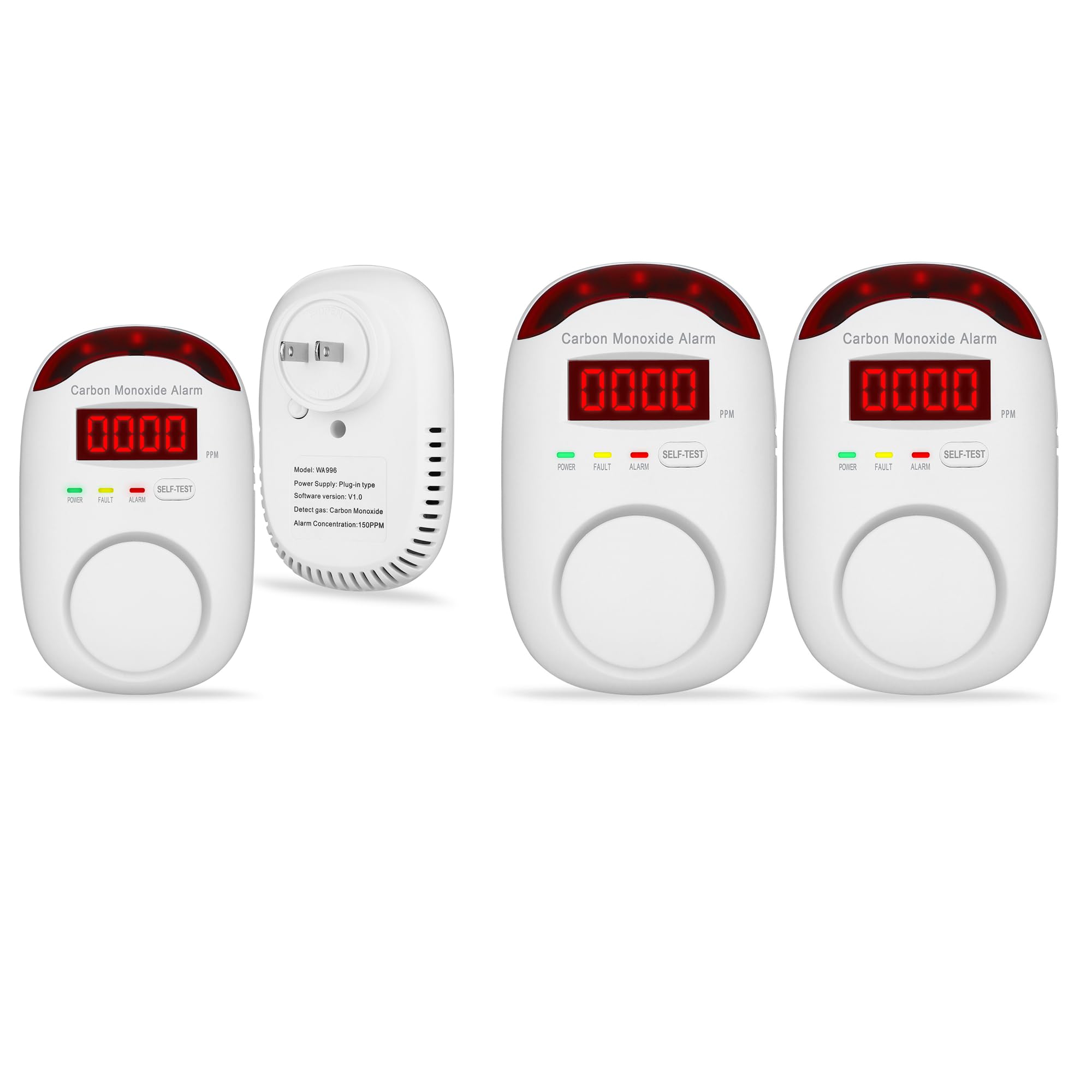 3 Packs Carbon Monoxide Detector Plug in