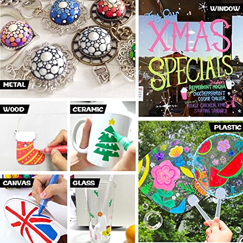 Ch Haicheng 12 Colors Acrylic Paint Pens For Rocks Painting, Wood, Metal, Glass, Plastic, Canvas, Ceramic, Seashell, Diy Craft And School Project, Paint Markers For Plastic Surfaces #TOP4