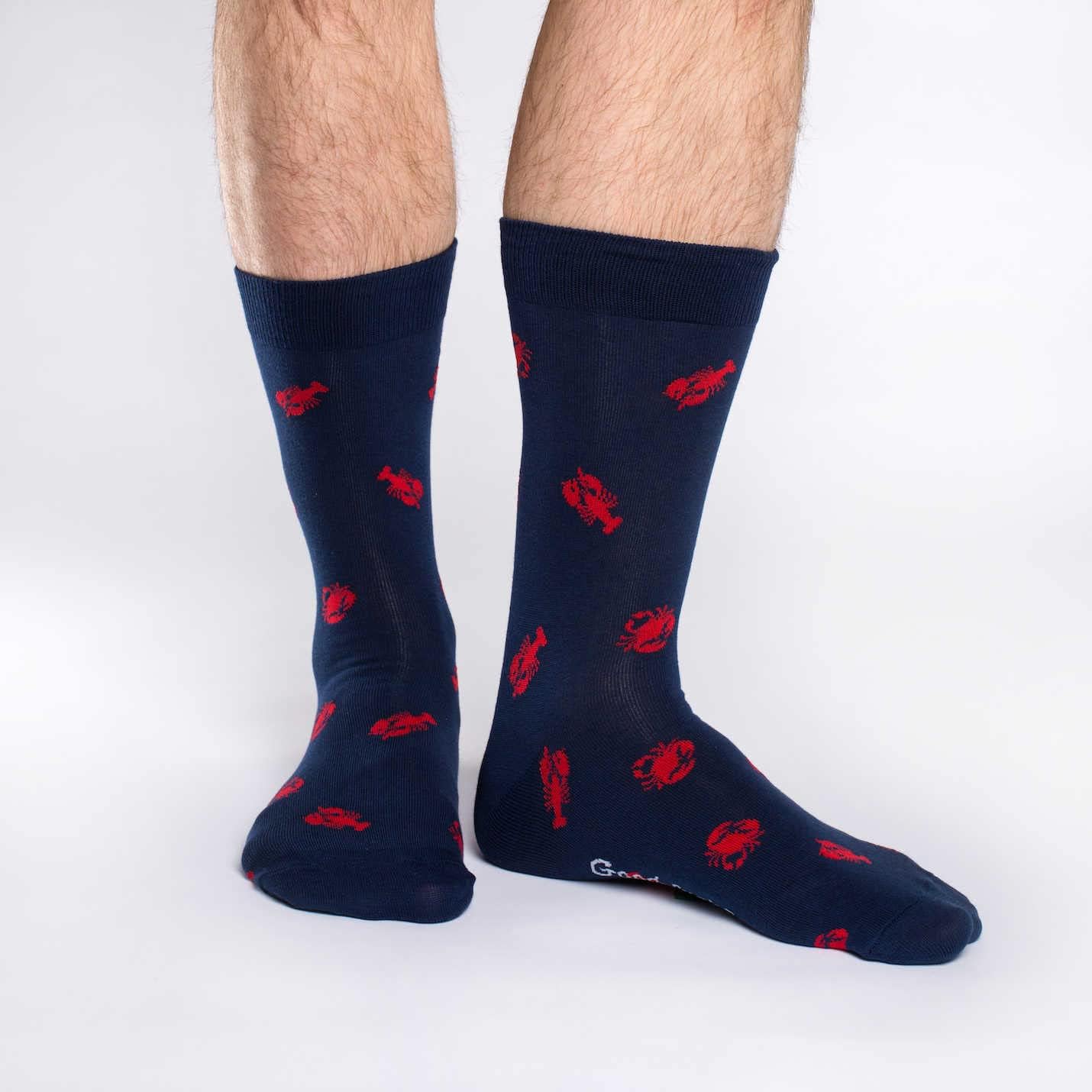 Good Luck Sock Men's Lobsters & Crabs Crew Socks,Large (Shoe size 7-12),Blue - Image 2