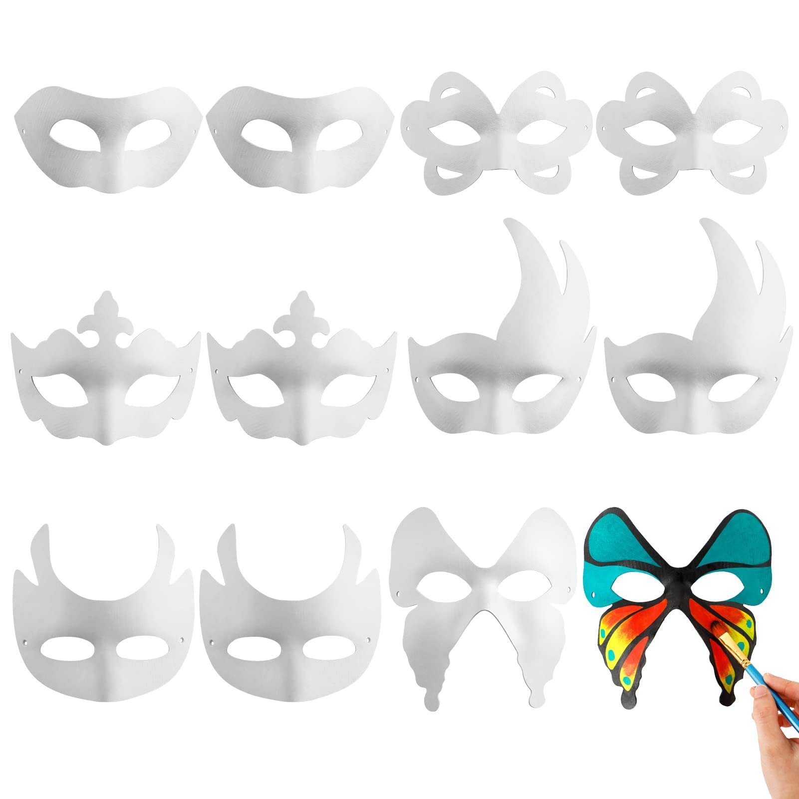 Excefore Masquerade Mask White Masks, 12PCS DIY Unpainted Masquerade Masks Plain Half Face Masks