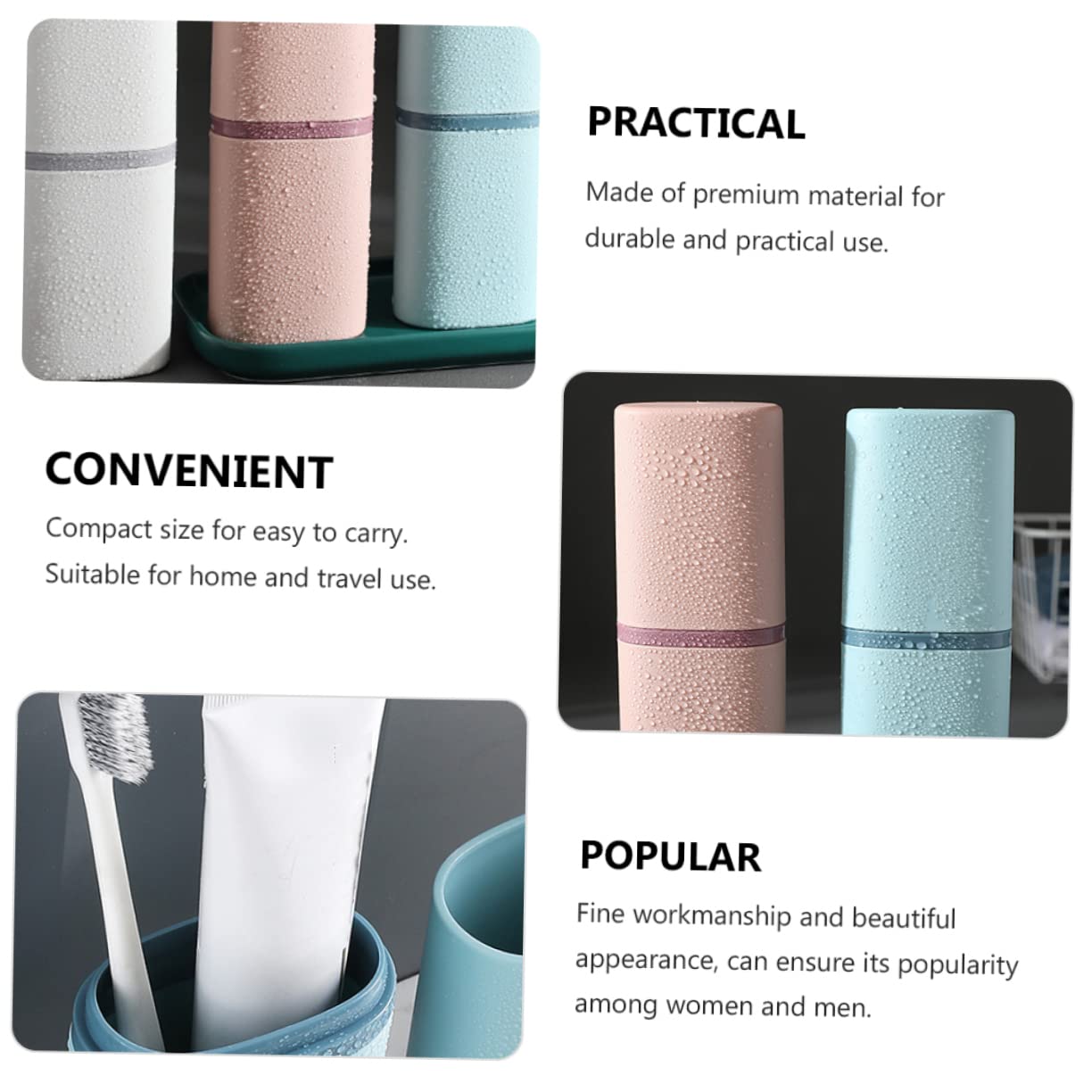 Baluue 4pezzi Porta Spazzolino e Tazza Lavaggio Portatile Astuccio Due One Per Viaggi e Casa Design Elegante in Bianco e Blu Organizer Per Igiene