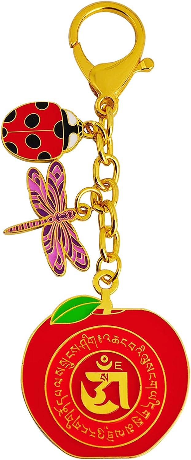 2025 Feng Shui Harmony Fruit With Ladybug & Dragonfly Keychain Red Dragonfly Ladybug Keychain