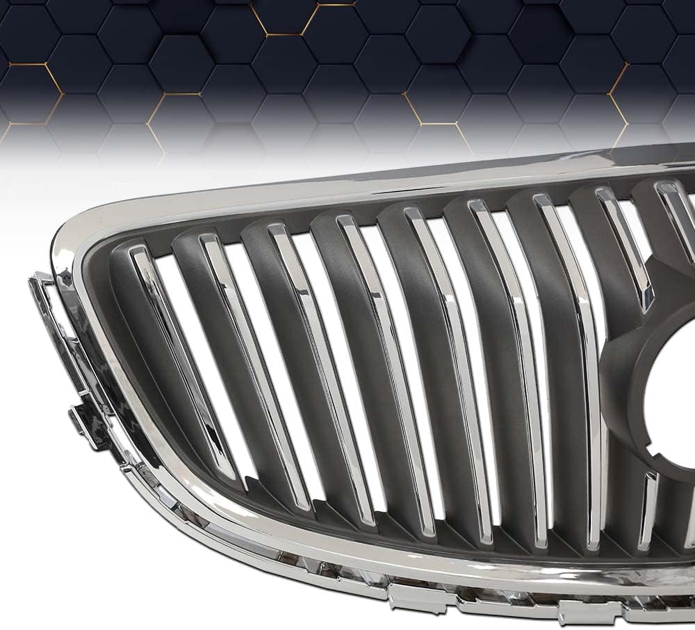 PIT66 Front Upper Bumper Grille Assembly Compatible With Buick Verano Grille 2012-2017 20984572 23172630 23274652 Chrome