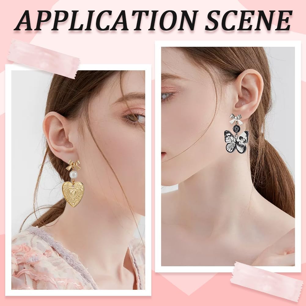 1 Box 50Pcs Bow Earring Post Bow Stud Earring Post Gold Brass Real 18k Gold Plated Earring Stud with Ear Nuts Bowknot Stud Earring Findings for Jewelry Making Earrings Supplies DIY Crafts - Image 5