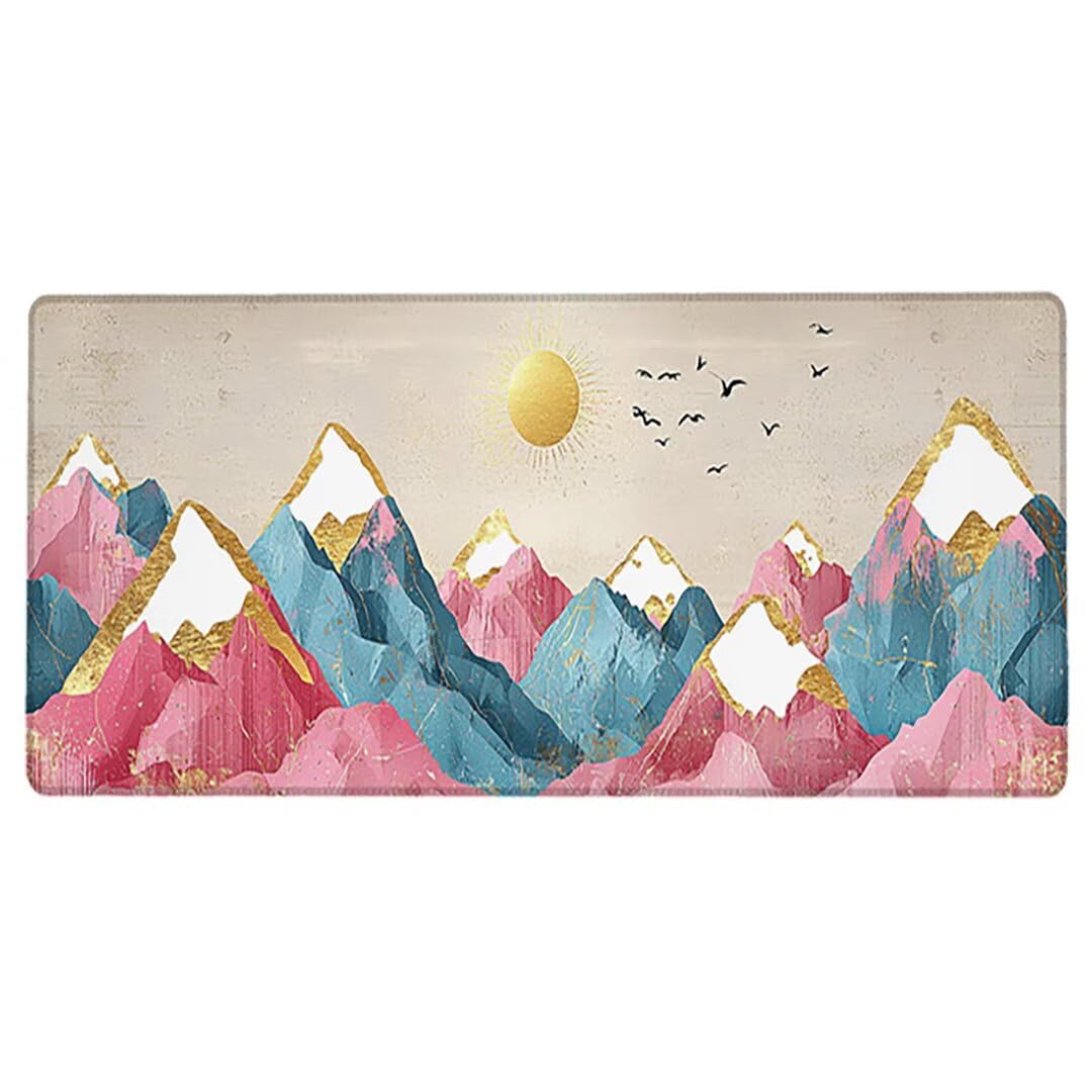 Podkładka pod mysz XXL Valley - 1400x600x3mm - Duża mata na biurko z przeszytymi krawędziami Wodoodporna antypoślizgowa do komputera, laptopa poprawia precyzję i szybkość-36610