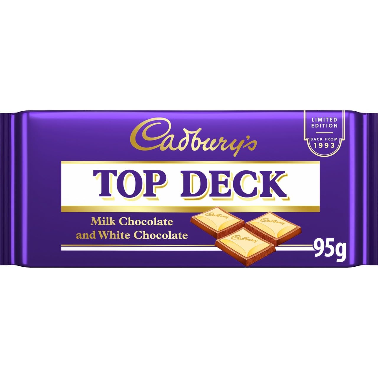 Cadbury Top Deck Milk & White Chocolate Bar, 95 g (Pack of 1)