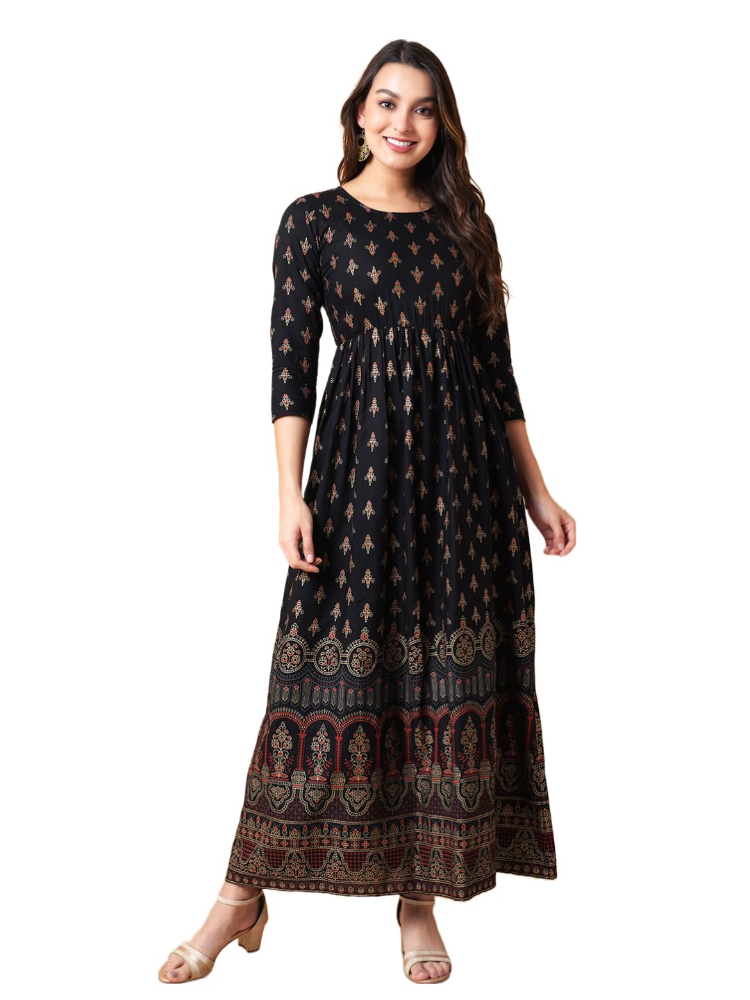 Deavish Women Rayon Printed Full Length Fit & Flared Western Maxi Dress | Maxi Dress for Women