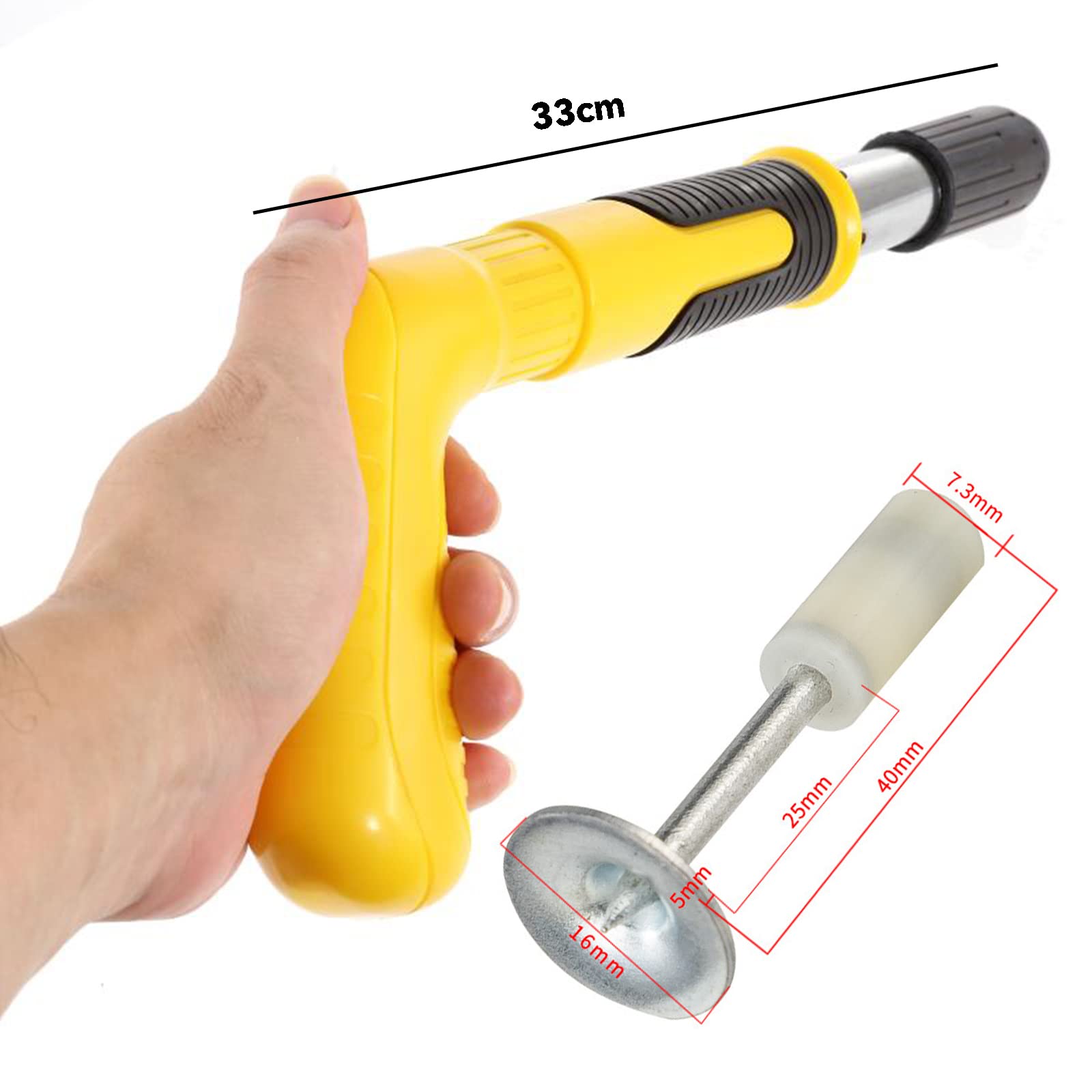 Pistola Remachadora Con Juego De Uñas, Pistola De Acero Con Clavos Redondos, Herramienta De Uñas Con Guantes, Tapones Para Los Oídos, Sin Cable De Disparo Herramientas Para La Pared,W/50pcs Nails