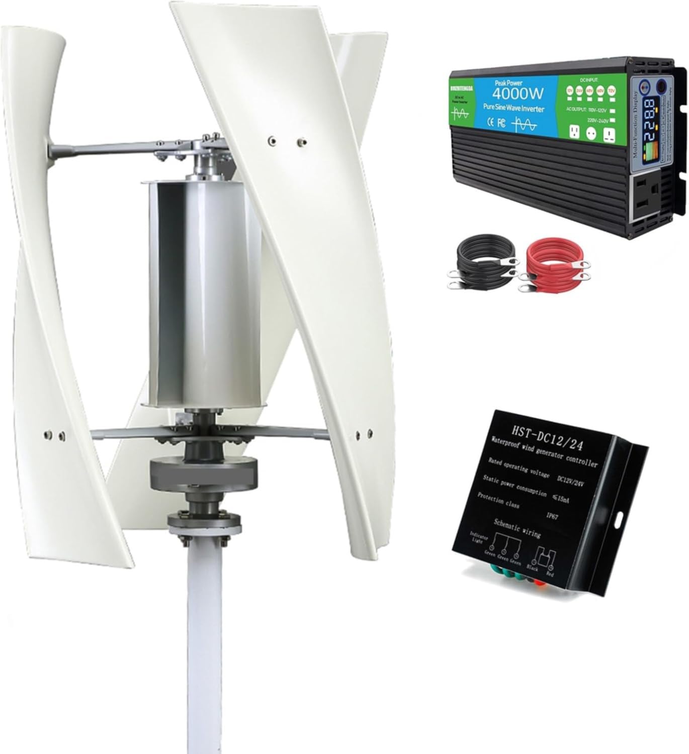 Mała turbina wiatrowa 5000 W, pionowy generator energii wiatrowej, regulator MPPT 12 V/220 V, prędkość rozruchu, bezgłośna, do zastosowania w ogrodzie domowym lub do oświetlenia ulic