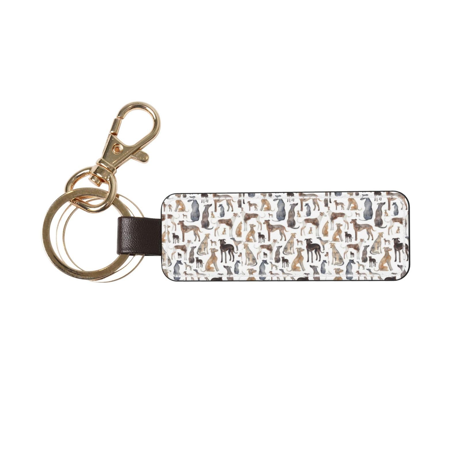 Ywsotre Unisex As Picture Greyhounds Wippets And Lurcher Dogs, Pu Leather Keychain,Keyring Key Chain Ring Holder Organizer 1 Pc