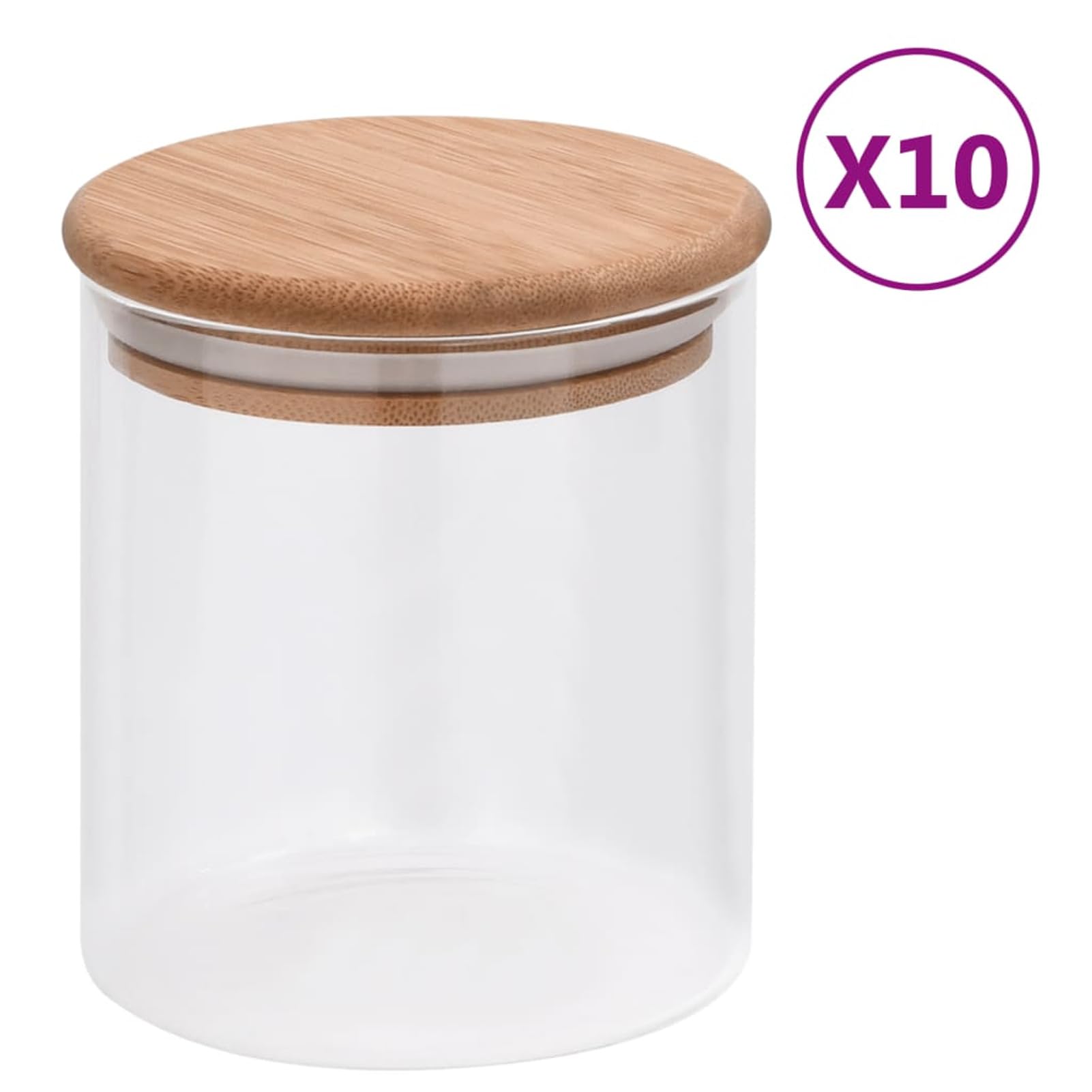 Homgoday Mobili - Tarros de cristal con tapa de bambú, 10 unidades, 600 ml, muebles de interior para salón, oficina, dormitorio