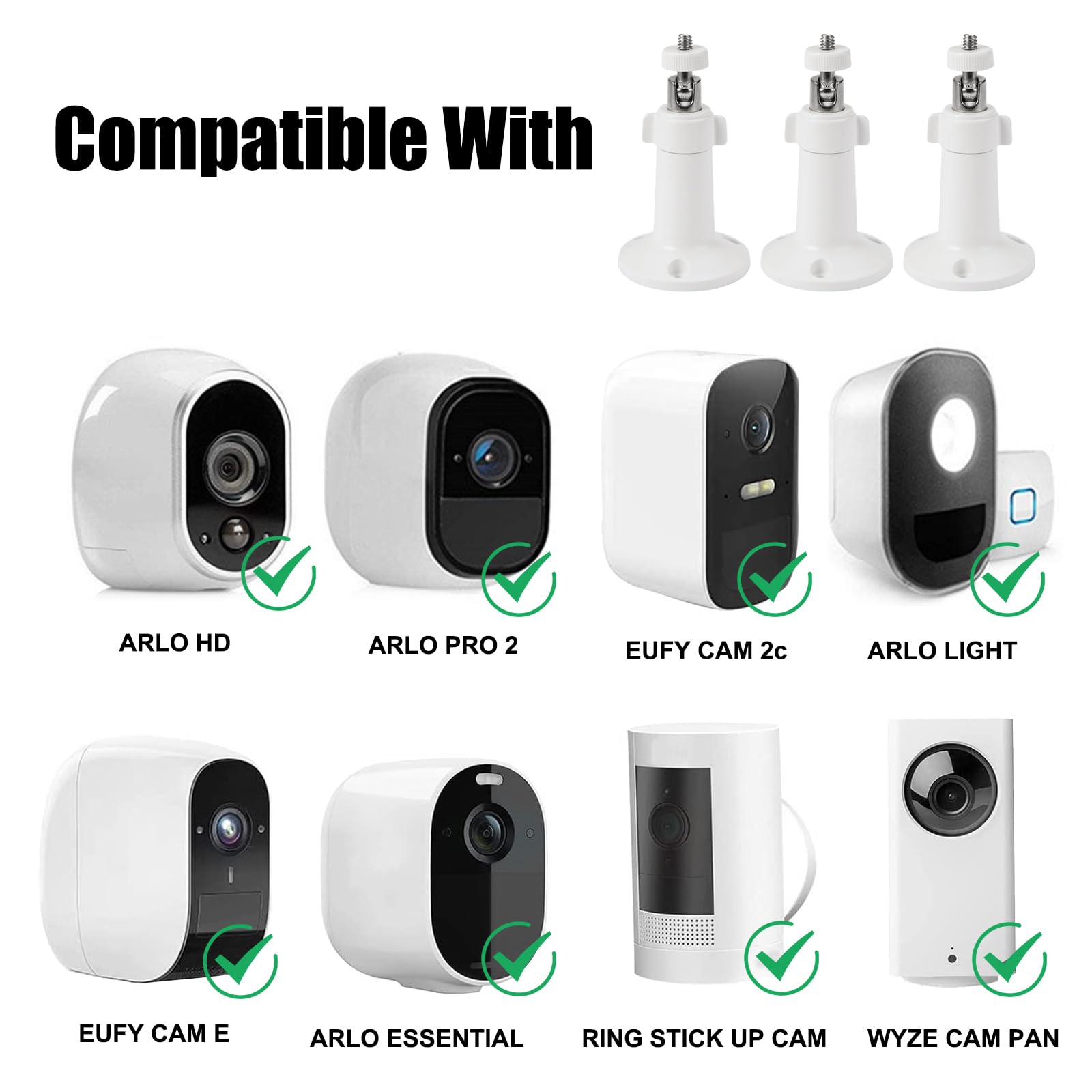 Lot De 4 Supports Muraux Réglables 360° Pour Caméra Arlo Pro - Résistants Aux Intempéries