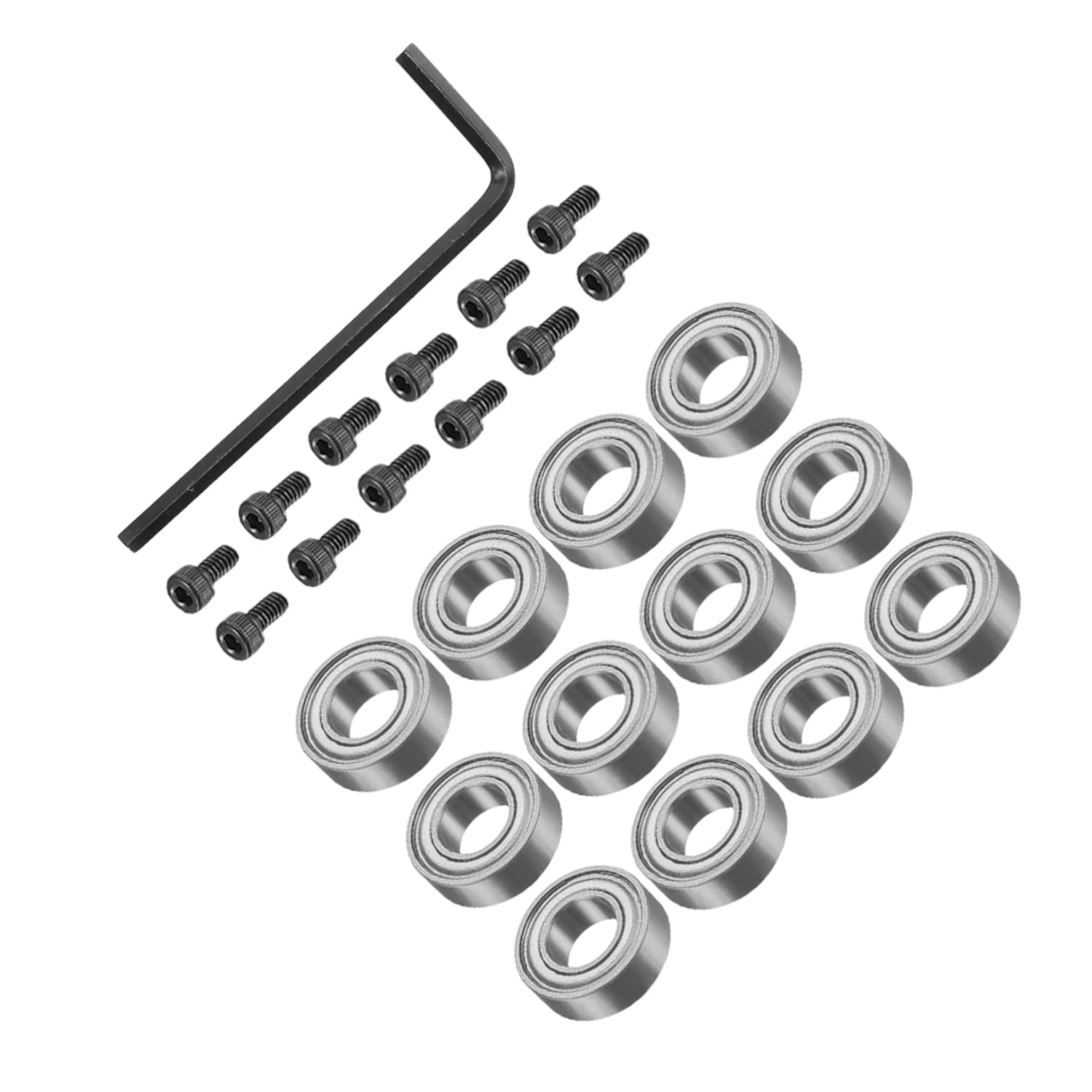 12PC Router Bit Bearing Set Ball Bearings Top-Mounted Guide Screws and Wrench for Woodworking Router Bits Repair Style