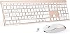 Wireless Keyboard and Mouse Combo, 2.4GHz Ultra-Slim Aluminum Rechargeable Keyboard with Whisper-Quiet Mouse for Windows, Laptop, PC, Desktop - White Gold