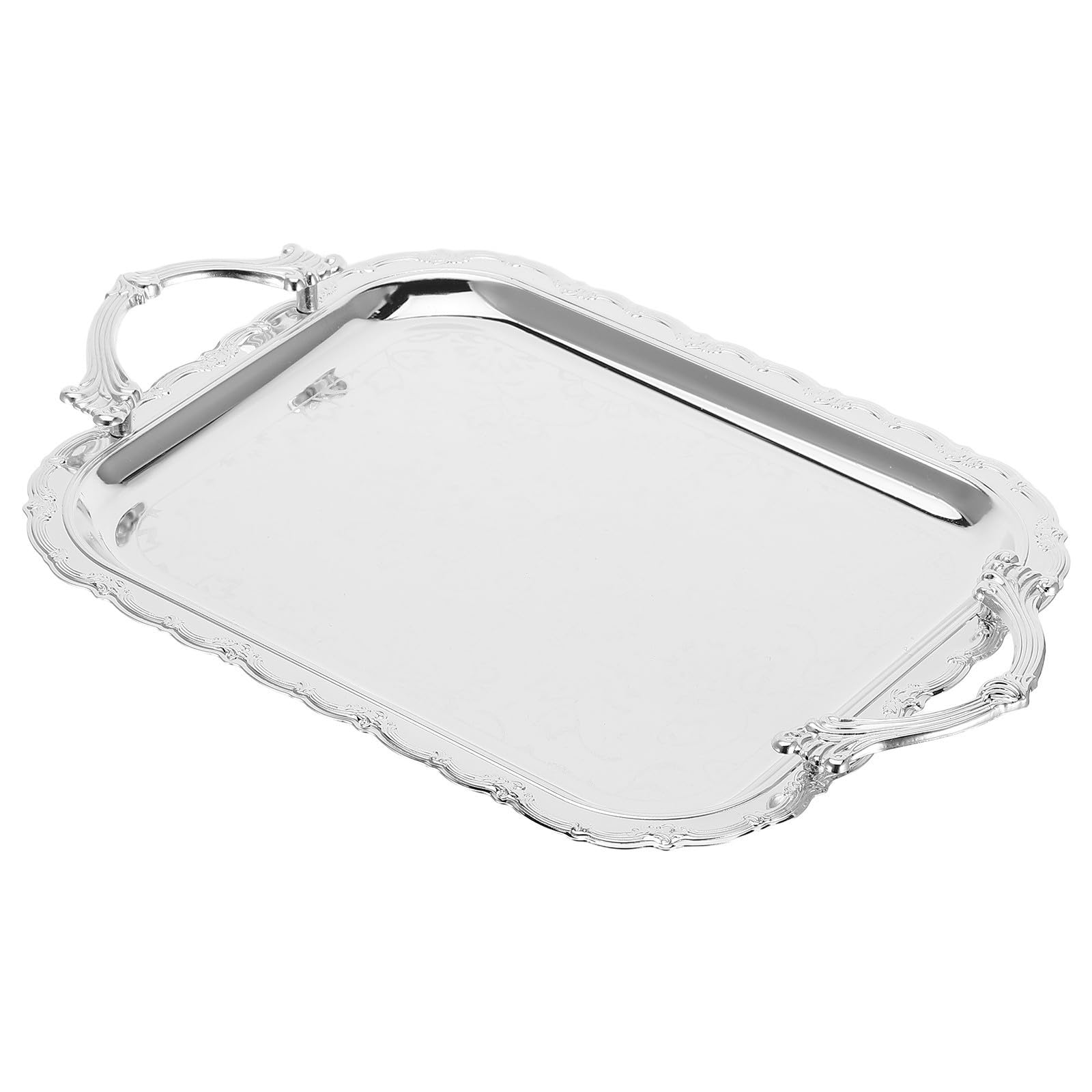 Gadpiparty Bandeja de Servicio Rectangular de Acero Inoxidable 31x25,4 Cm