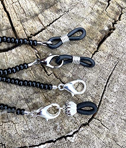 Black Silvertone Skull Mask Lanyard Or Eyeglass Chain #TOP4