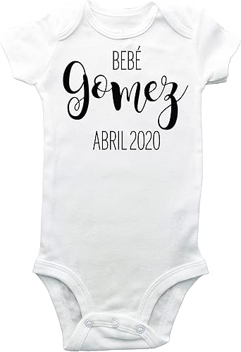 Apellido de Bebé con mes y año Bodysuit, Español Spanish Custom Birth Announcement Bodysuit, Newborn Photo Onesie, Baby Boy Birth Announcement,