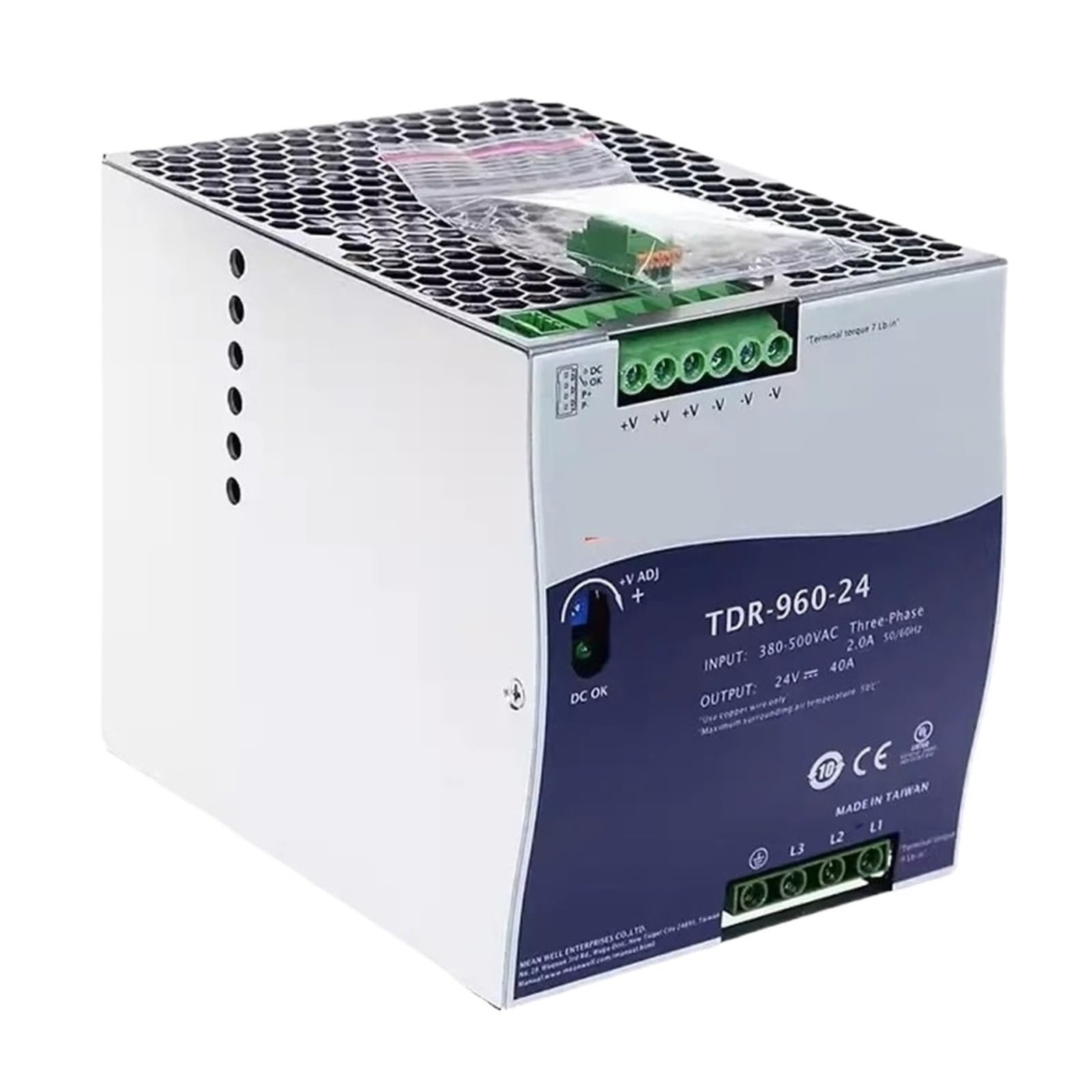 TSCFHGQI Power supply TDR-960-24 input 380-500VAC three-phase 2.0A 50/60Hz output 24V 40A TDR96024