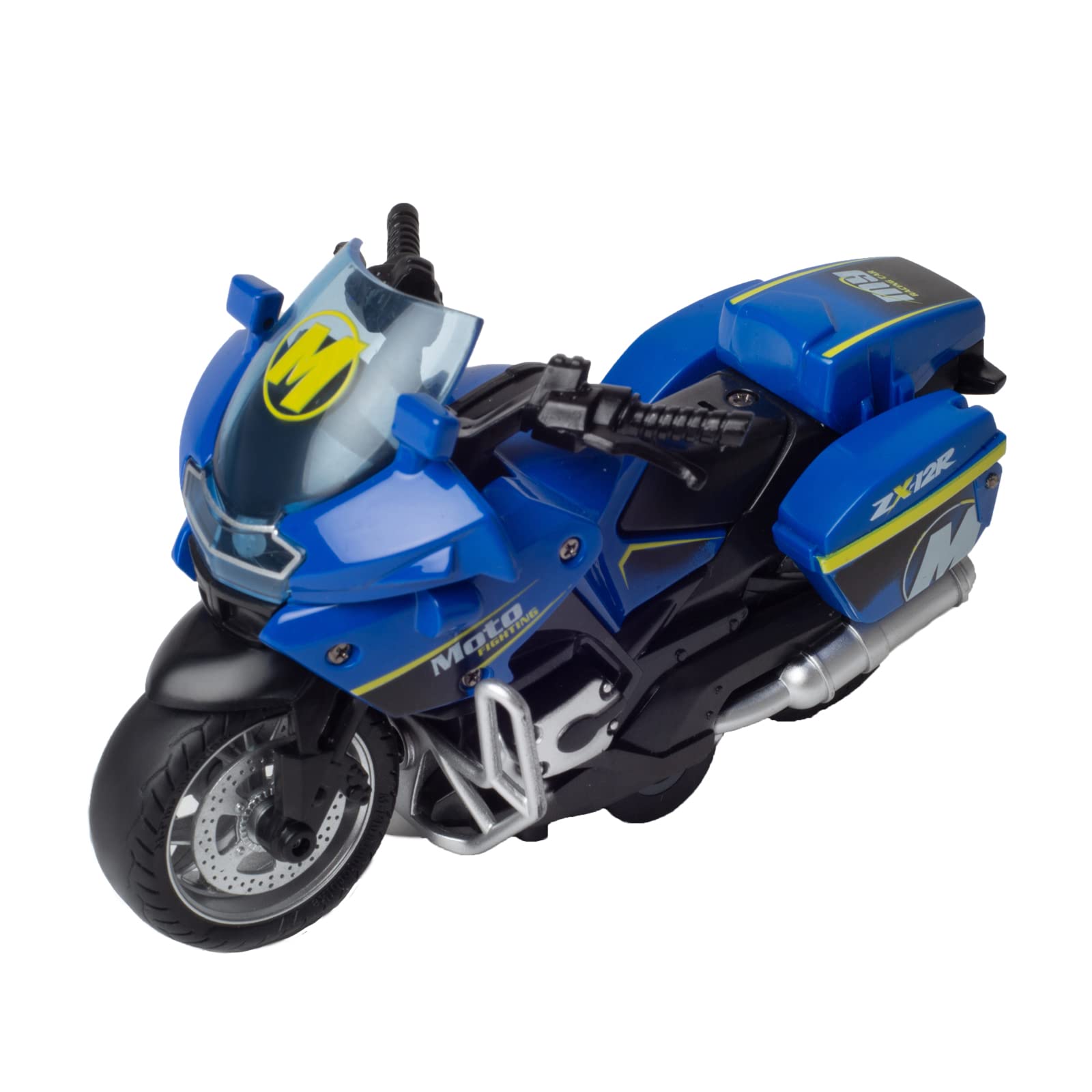 Toy Motorcycle Model - Pull Back Vehicles with Sounds and Lights, Motorcycle Toys for Kids 3-9, for Youngsters who are into Collectible Scaled Cars and Motorcycles (Blue)