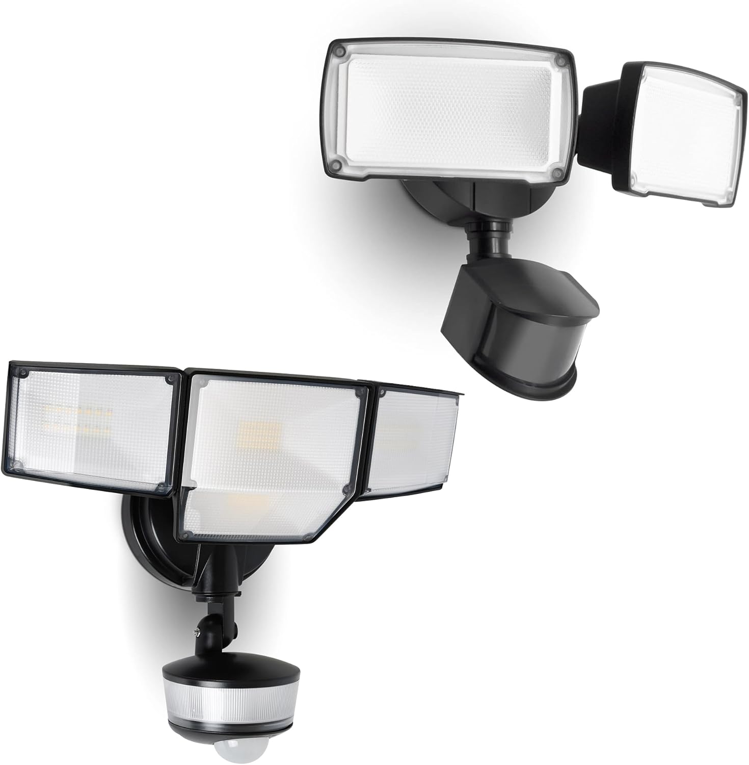 LUTEC LED Security Lights Motion Sensor Outdoor Lights with Night Light,LED Flood Lights Outdoor 5000K Daylight, IP65 Waterproof, Motion Detected Lights (Black