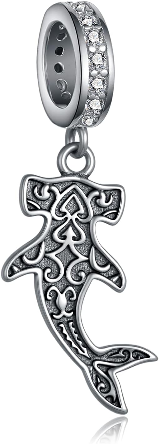 Hammerhead Shark Charm for Bracelet 925 Sterling Silver Ocean Charms Hammerhead Shark Jewelry Gifts for Women