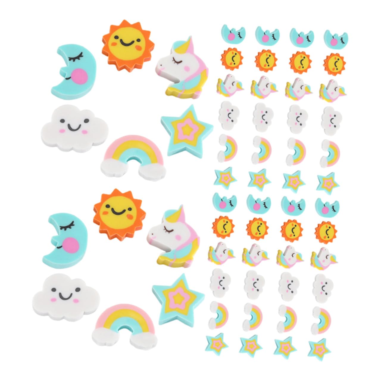Gomme Mignonne 180pcs TPR Formes Nuage, Animal, Lune, Étoile