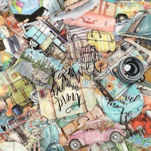50 Pcs Outdoor PET Aesthetic Stickers for Scrapbooking Journaling Junk Journal Scrapbook Supplies - Waterproof Transparent Travel Stickers for Resin Crafts Decorative (Outdoor)