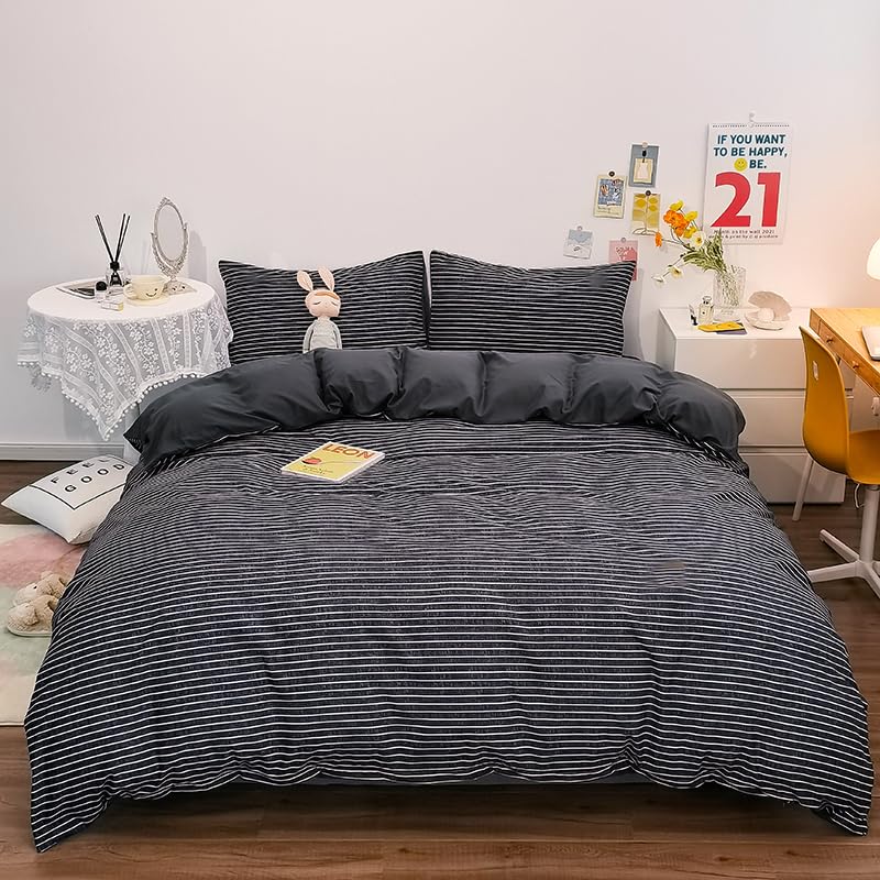 Linge de lit bohème noir 240x220 en microfibre premium texturée - 2