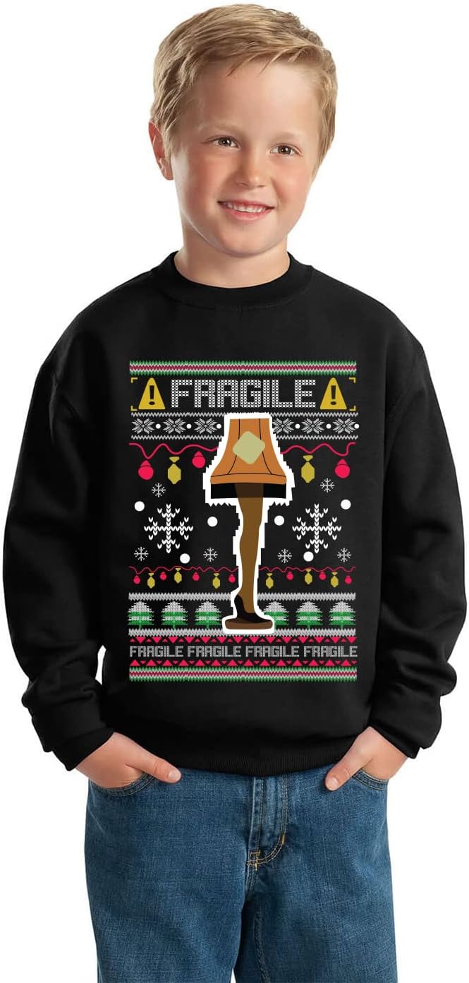 Wild Bobby Fragile Ugly Christmas Sweater Unisex Boys Girls Crewneck Sweatshirt