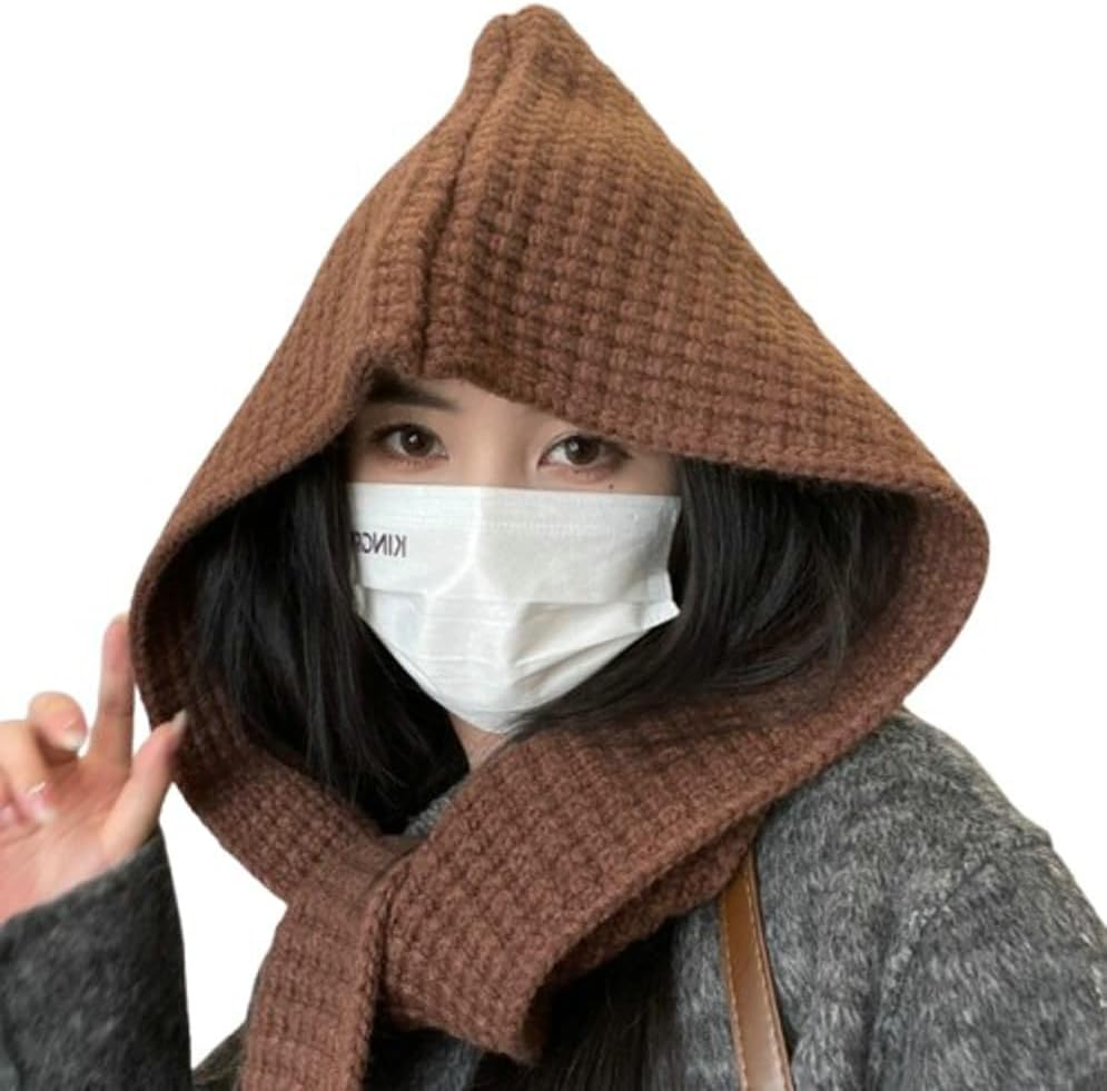 Knitted Hooded Scarf for Women Soft Hat Scarf Beanie Trinidad and