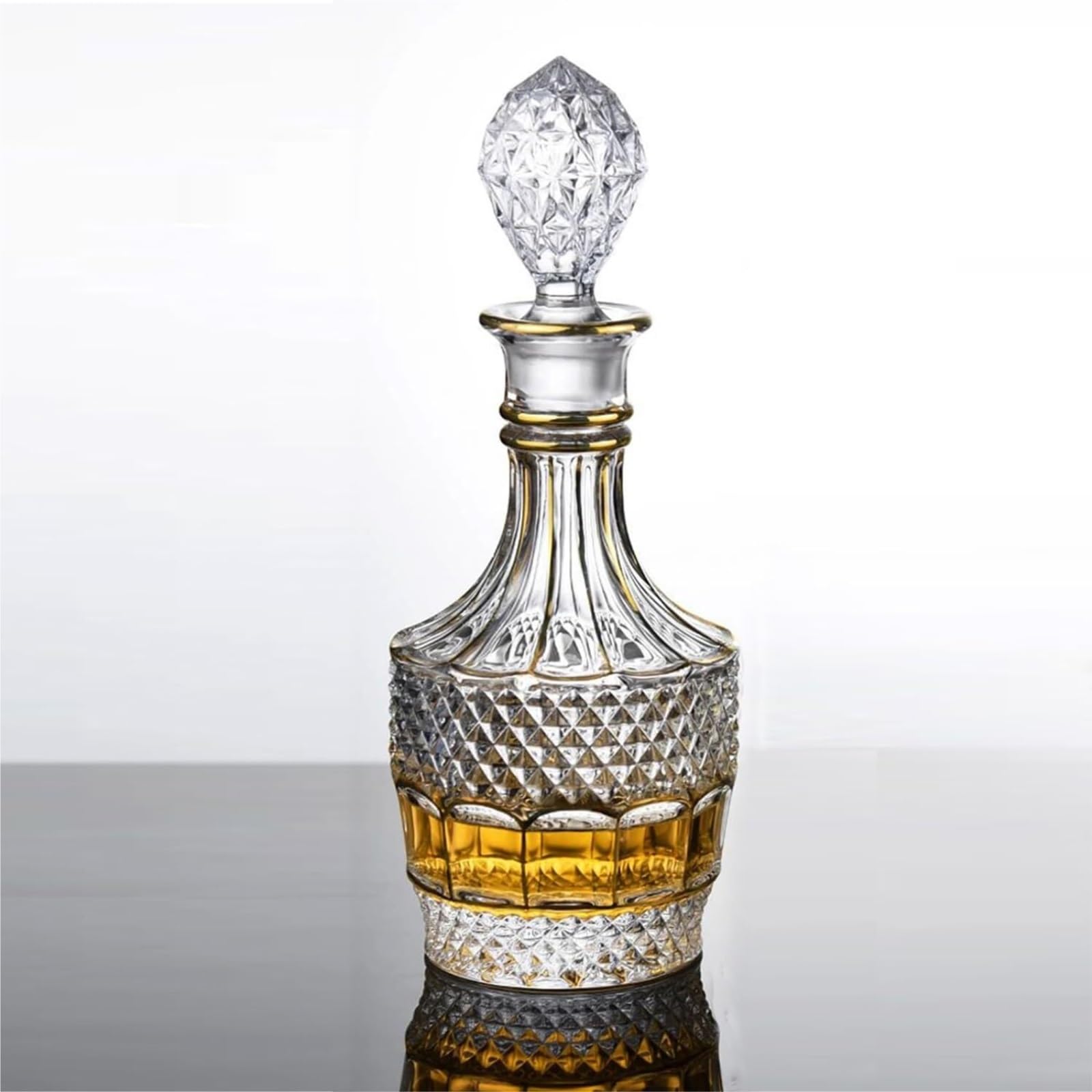 Decanter per Vino Rosso Whisky Decanter con incisione a diamante, elegante bottiglia di liquore in vetro for arredamento Decantatore