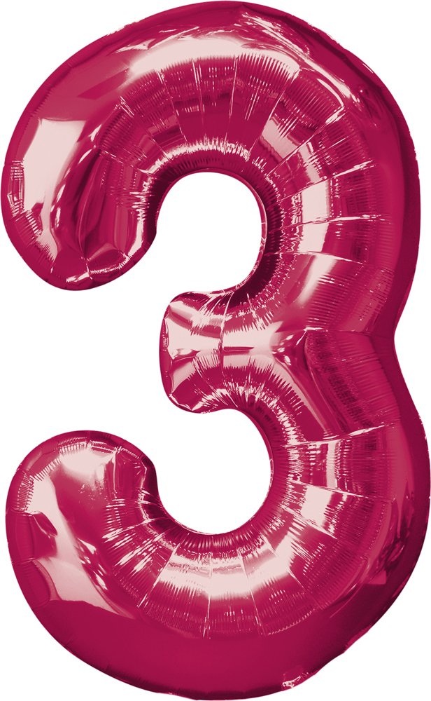 Amscan Anagram 2828101 - Number 3 Pink Foil Balloon - 32"