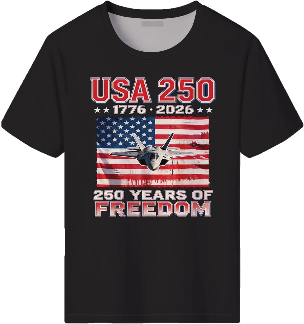 Men's USA Flag Fighter Jets 4th of July T-Shirt Patriotic American Flag Tee Shirt
