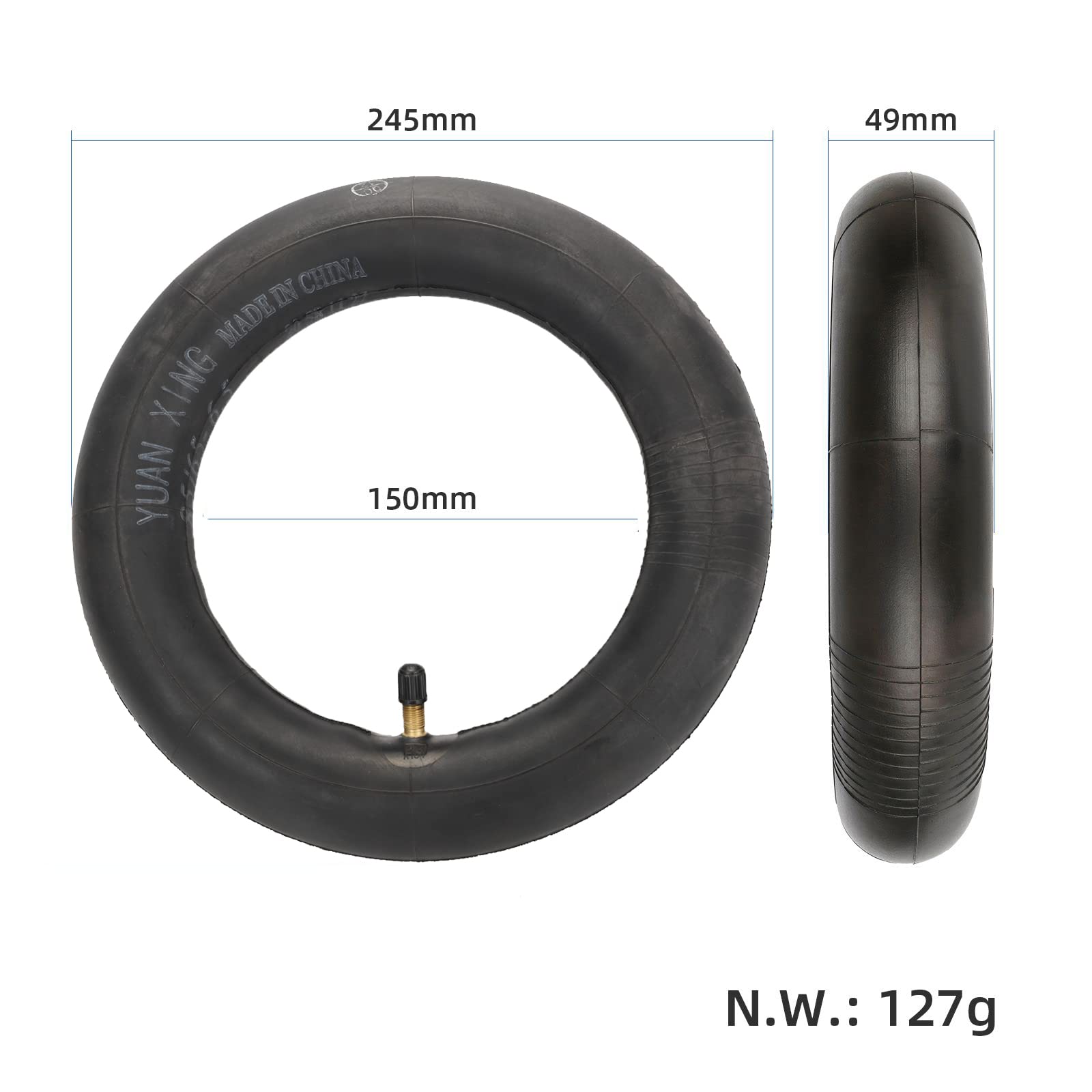 MOOVMOOV Luchtslangen 85/65-6,5 inch met gebogen ventiel 70/0 (x2), voor Kugoo G-Booster, Kugoo G2 Pro en meer, hoogwaardige luchtslang voor scooters met opblaasbare banden 85/65-6,5