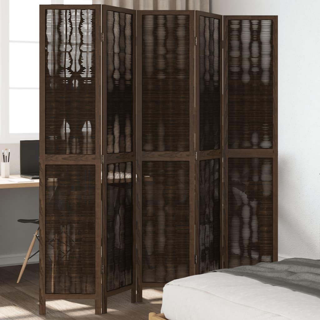 Paravent pliable pour intimité du salon et séparation de pièce en paulownia marron