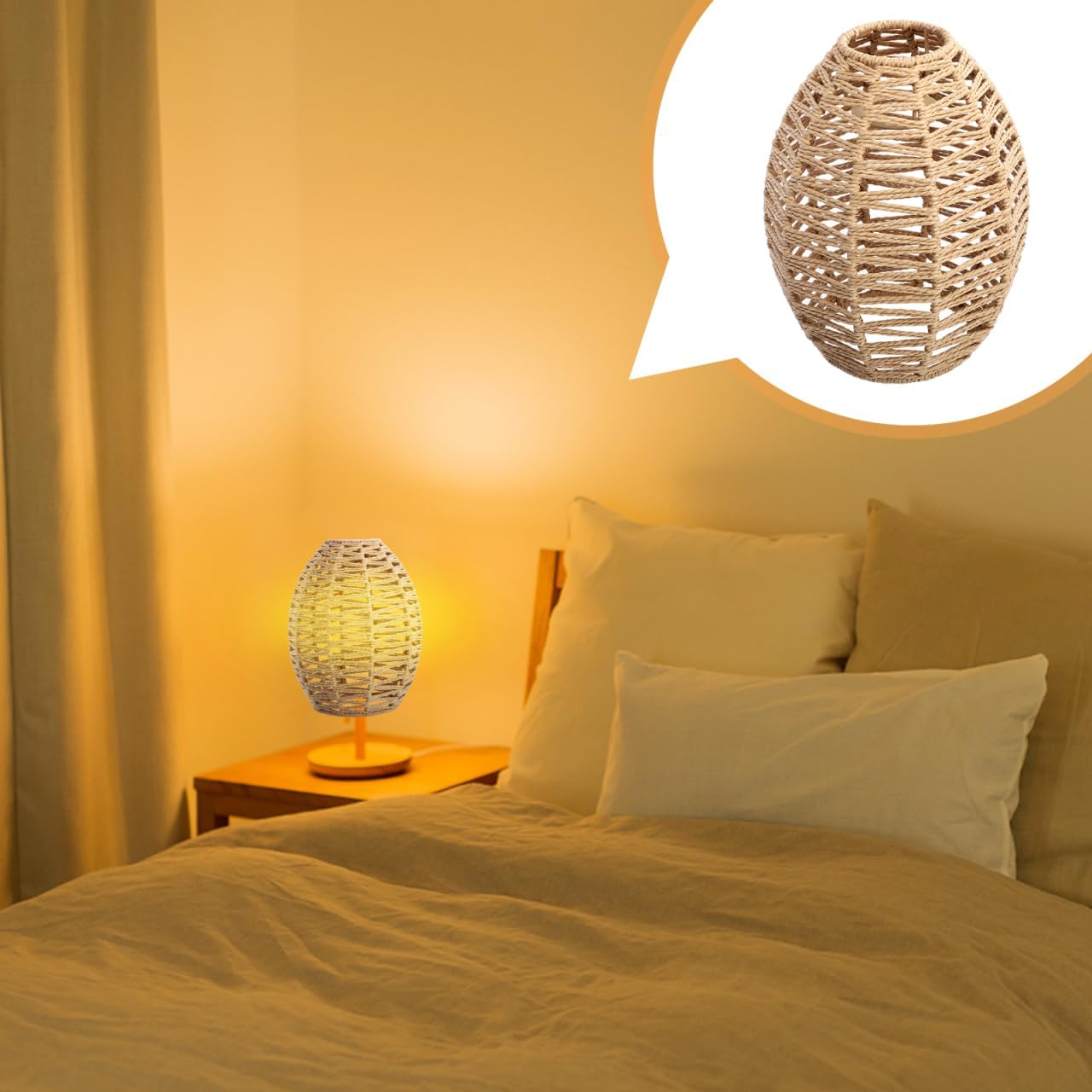 DOITOOL Handwoven Braided Rope Lampshade 9.64X7.08In Woven Pendant Light Shade Cover for Ceiling Lamps Warm Home Decorative Lighting