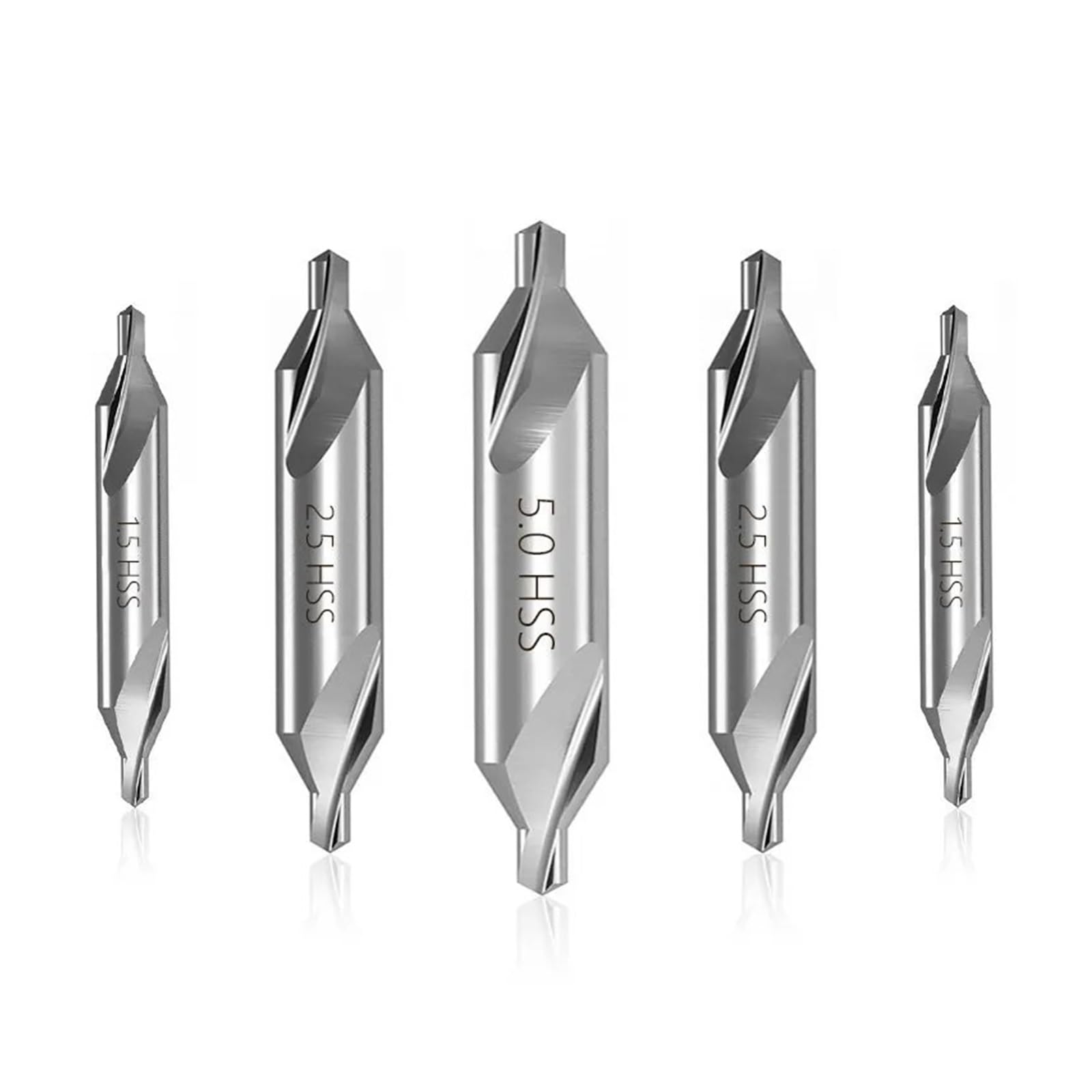 Punte da trapano combinate for tornio HSS, 60 gradi, rivestite in TiN, 1,0-5 mm, 6 pezzi for metallo