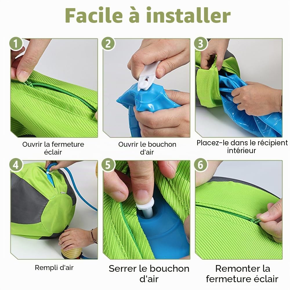 Ballon Gonflable Géant pour Chien 45cm, Ballon d'entraînement Gonflable Robuste de Double Couche Oxford + PVC, avec Fermeture Éclair et Résistant à l'Abrasion, pour Jeu de Poursuite et Entraînement