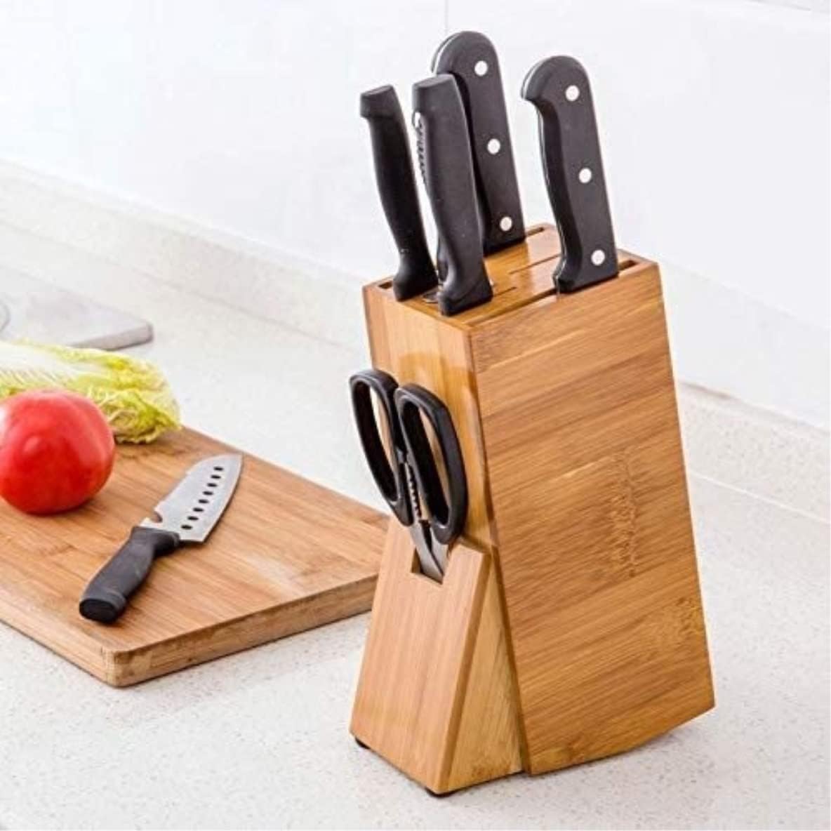 Knife Block Storage Stand Kitchen,Only Selling Cutter Holder,Bamboo Knives Shelf Rack Accessories Tool