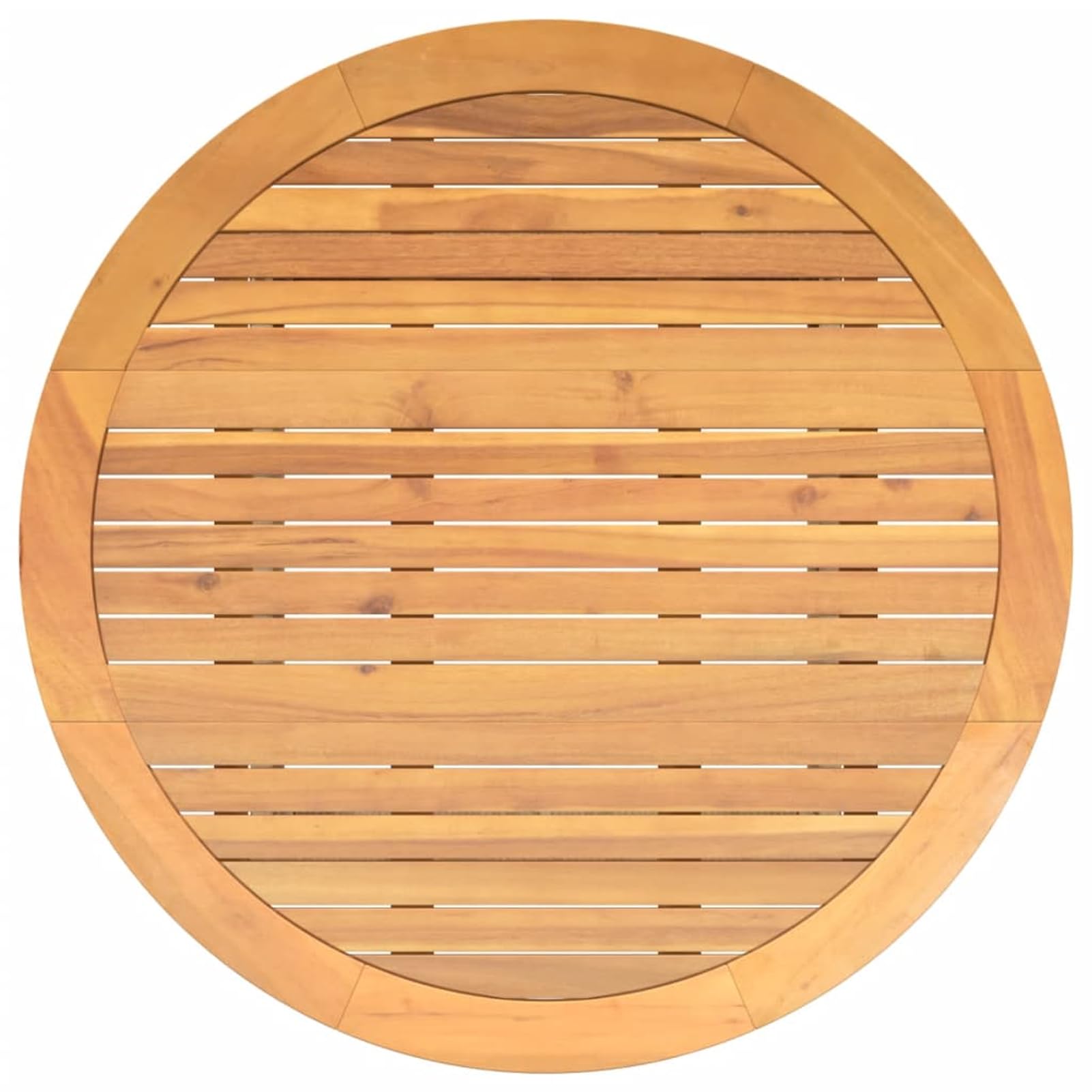 Stół ogrodowy, okrągły, Ø 110 cm, akacja i rattan | Odporny na warunki atmosferyczne rattan PE, stabilna rama stalowa, łatwa w pielęgnacji płyta drewniana, idealna na taras