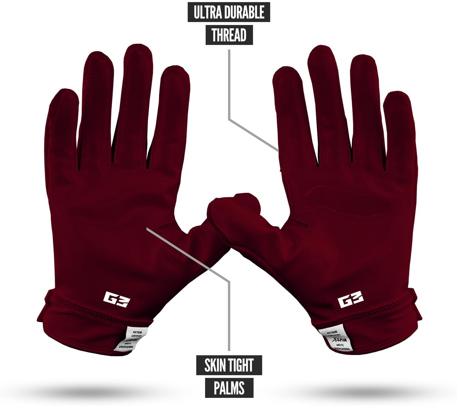 Nxtrnd G3 Pro Padded Football Gloves, Sticky Padded Receiver & Lineman Gloves