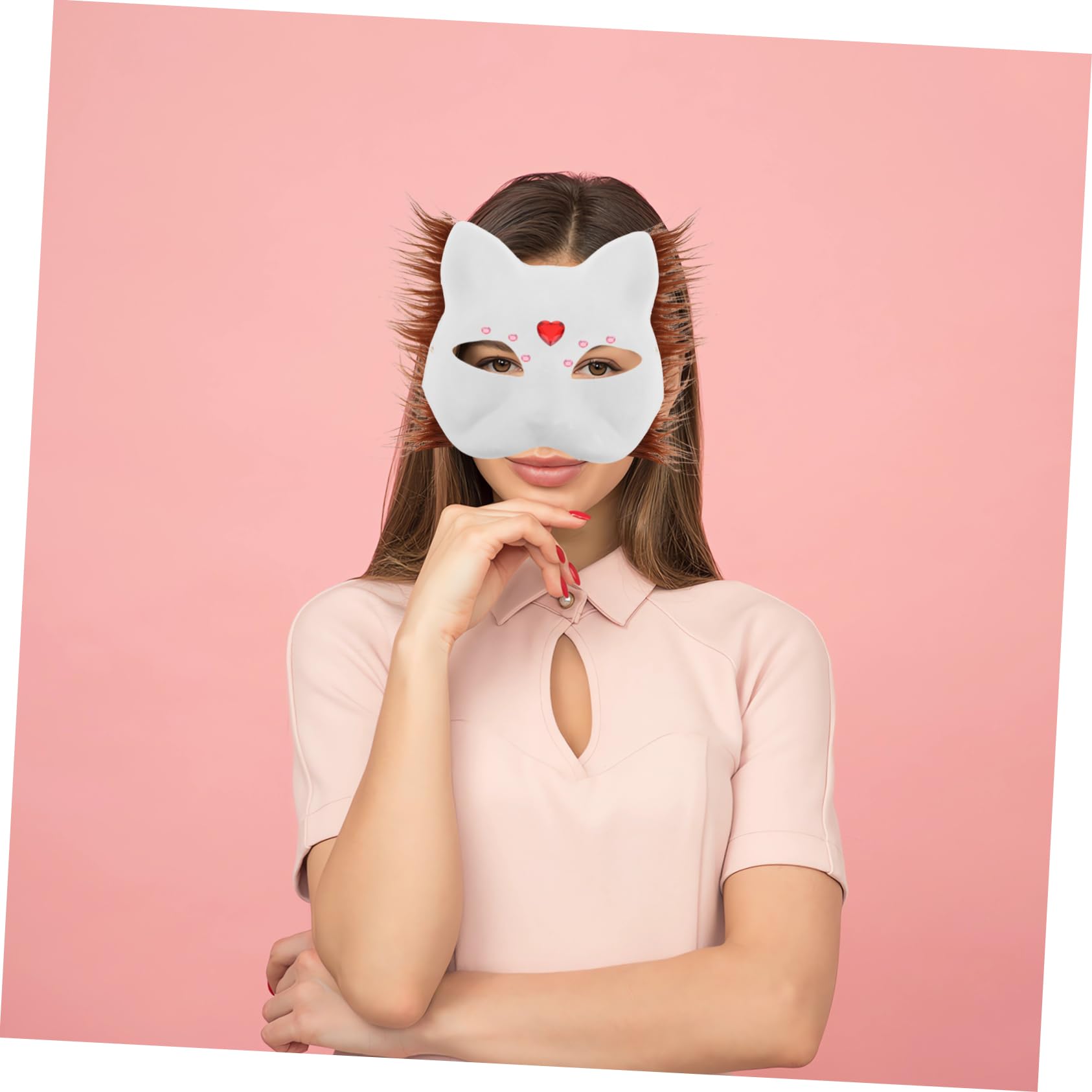 HEMOTON Kit Maschera Gatto - Maschere Vuote Da Dipingere Per Bambini E Adulti Fogli Di Feltro E Strisce Finte Costumi Di Halloween Maschere Di Carnevale