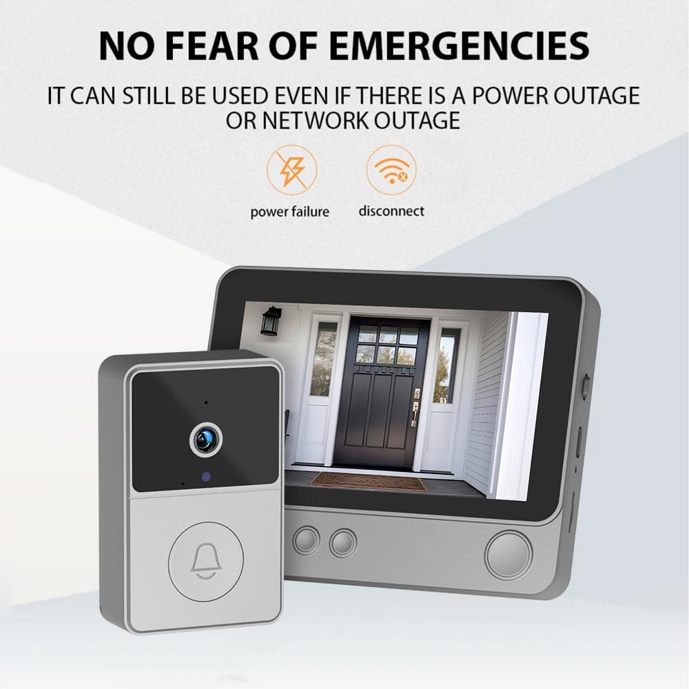 BEEBIRD Wireless 720p Video Doorbell with 4.3" LCD Display Screen | 70° Wide Angle | 2 Way Audio | Night Vision Smart Digital Doorbell Intercom System 4