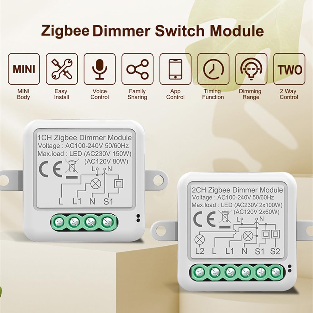Vislone Dimmer Switch Module App Remote Control Curtain Switch Works with Alexa Google Home 2 Gang Switch - Image 4