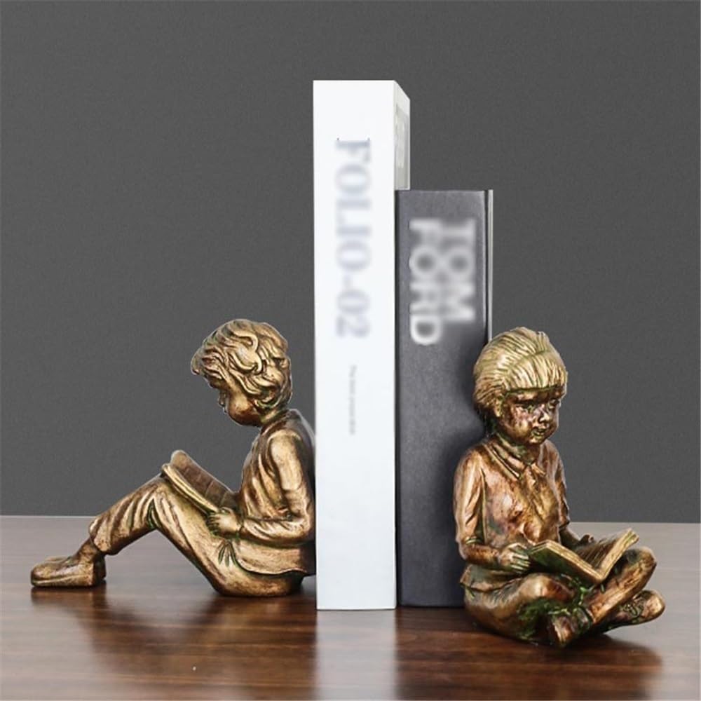 Fermalibri Fermalibri Decorativi for la casa, Statua a Forma di Libro da Lettura, Elegante libreria in Resina, Decorazione for scrivania da Ufficio. Fermalibri per Mensole
