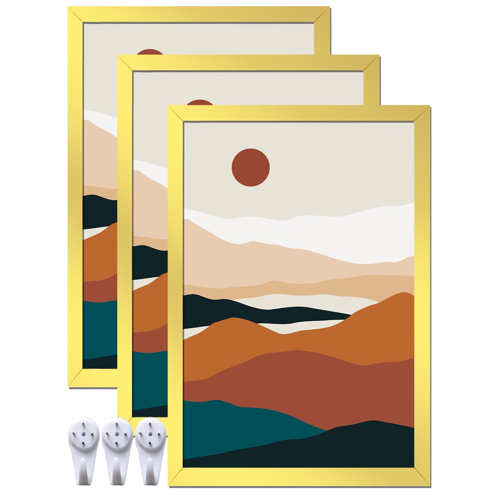 ijuerybai Gold 8x12 Picture Frame Set of 3, High Transparent Frame for 8 By 12 Photo Collage Canvas Poster Size Wall Mount and Tabletop Horizontally Vertically (Gold, 8 x 12 inches)